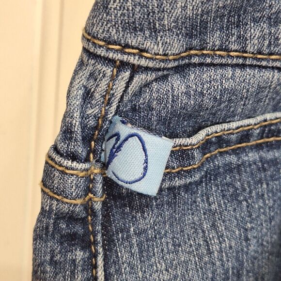 Duplex by Tyte Cropped Denim Jeans Womens 24W Studded Embroidered Wide Cuff Logo - Picture 7 of 15